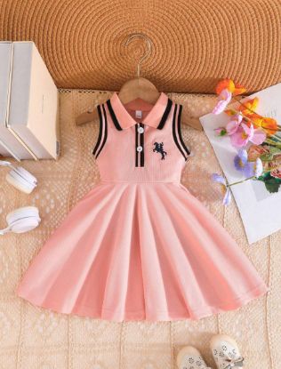 Picture of Breathable Cute Girl’s Summer School-Style Dress