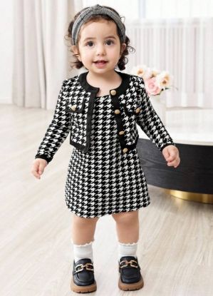 Picture of SHEIN Baby Girl Houndstooth Set