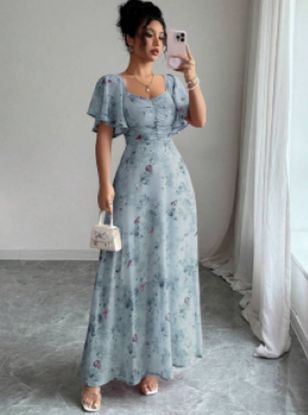 Picture of Modelyn Women's Summer Chiffon Dress with Butterfly Pattern