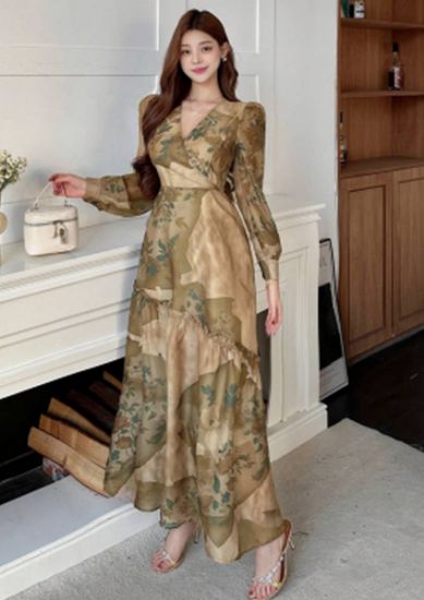 Picture of DAZY Women's Asymmetrical Tailored Dress with All-Over Retro Print