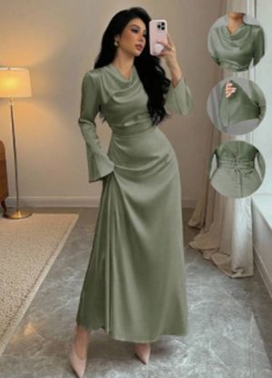 Picture of Almamuse Elegant Tailored Maxi Dress with Deep Neckline