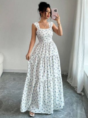 Picture of Elenzga Women's Floral Fitted Waist Maxi Dress