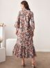 Picture of Mulvari Women's Long Dress with Butterfly Print & V-Neck