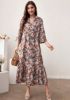 Picture of Mulvari Women's Long Dress with Butterfly Print & V-Neck