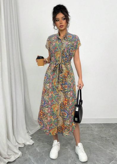 Picture of Chiquease Women's Casual Elegant Paisley Print Shirt Dress