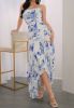 Picture of Modelyn Women's Summer Asymmetrical Hem Floral Print One-Shoulder Dress