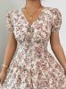 Picture of Rafferiza Women's V-Neck Floral Elegant Dress with Waist Belt