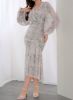 Picture of Women's Elegant Midi Dress – Floral Print, Lantern Sleeves, Elastic Waist