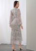 Picture of Women's Elegant Midi Dress – Floral Print, Lantern Sleeves, Elastic Waist