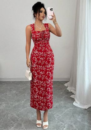 Picture of Women's Elegant Summer Dress – Sleeveless, Waist Belt, Streamlined Silhouette