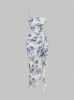 Picture of Women’s Elegant Dress – Floral, Straps, Ruffled Asymmetry