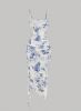 Picture of Women’s Elegant Dress – Floral, Straps, Ruffled Asymmetry