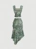 Picture of Women’s Retro 2pcs. Set – Oil Painting Print Top & Asymmetrical Maxi Skirt