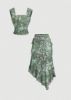 Picture of Women’s Retro 2pcs. Set – Oil Painting Print Top & Asymmetrical Maxi Skirt