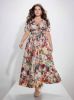 Picture of Women's Plus Size Dress – Deep V-Neck, Large Floral Pattern