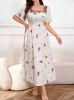 Picture of Women's Plus Size Dress –  Floral Print, Square Neckline