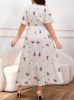 Picture of Women's Plus Size Dress –  Floral Print, Square Neckline