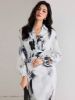 Picture of Women's Elegant Wrap Maxi Dress – V-Neckline, Balloon Sleeves, Floral Pattern