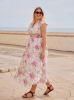 Picture of Women's Plus Size Dress – V-Neck, Floral Print, Lotus Sleeves