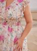 Picture of Women's Plus Size Dress – V-Neck, Floral Print, Lotus Sleeves