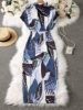 Picture of Women's Plus Size Maxi Dress – Leaf Print, V-Neck, shirt style