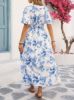 Picture of Women’s Dress – V-Neck, Batwing Sleeves, Porcelain Print