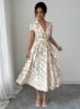Picture of Women's Midi Dress –  Geometric prints, Tailored Waist, shirt style