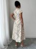 Picture of Women's Midi Dress –  Geometric prints, Tailored Waist, shirt style