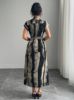 Picture of Women's Midi Dress – shirt style, Short Sleeves, Painterly Print