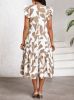 Picture of SHEIN Lady Women's Midi-Length Plant Print Fashion Dress for Summer
