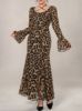 Picture of Women's Maxi Dress – Long Sleeve, Halter Neck, Leopard Print
