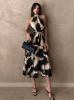 Picture of SHEIN Essnce Leopard Print Casual & Office Dress with A-Line and Kick Pleat