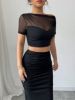 Picture of Women's  2-pcs. Set – Mesh Crop Top & High-Slit Maxi Skirt