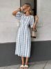 Picture of Women's Dress – round neck, Short Sleeves, Floral Pattern