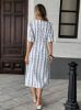 Picture of Women's Dress – round neck, Short Sleeves, Floral Pattern