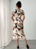 Picture of Women's Midi Dress – Round Neck, Short Sleeves, patterned