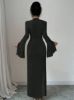 Picture of Women's evening Maxi Dress – Stand Collar, Long Sleeves, solid color
