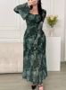 Picture of Women's Long Casual Dress– long sleeves, squire neck