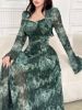 Picture of Women's Long Casual Dress– long sleeves, squire neck