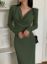 Picture of Women's Dress – Draped Collar, Long Sleeves, solid color