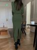 Picture of Women's Dress – Draped Collar, Long Sleeves, solid color