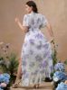 Picture of Women's Plus Size Maxi Dress – V-Neck, Ruffle short Sleeves, Floral Print