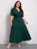 Picture of Women's Plus Size Dress – Solid Color, Lace Patchwork, short sleeves