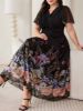 Picture of Women's Plus Size Dress – Floral Print, Ruffle short Sleeves