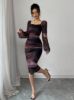 Picture of Women's Long Chiffon Dress – Printed, Long Sleeves
