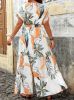 Picture of Women's Plus Size Maxi Dress – Random Pattern, short sleeves
