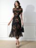 Picture of Women's Elegant Gothic Dress with Black Base & Colorful Floral Pattern