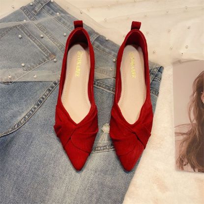 Picture of Women’s Red Flat Shoes – Spring & Autumn | Elegant Pointed Toe, Soft Sole