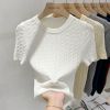 Picture of Women’s Knit T-Shirt – Korean Vintage Style | Round Neck, Short Sleeve Casual