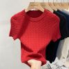 Picture of Women’s Knit T-Shirt – Korean Vintage Style | Round Neck, Short Sleeve Casual